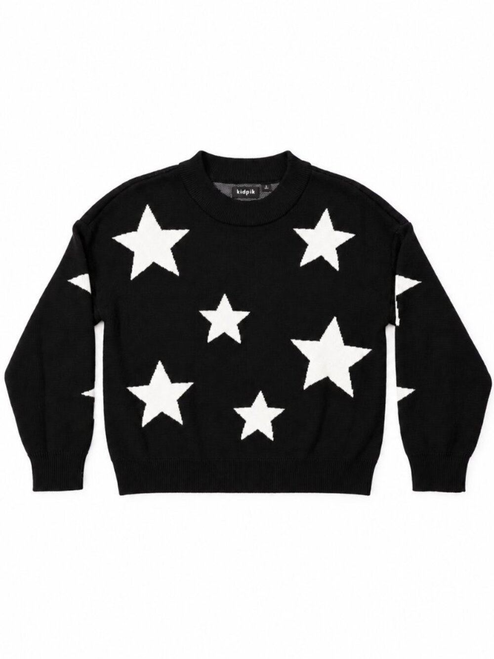 kidpik Black and White Star Pattern Crewneck Sweater